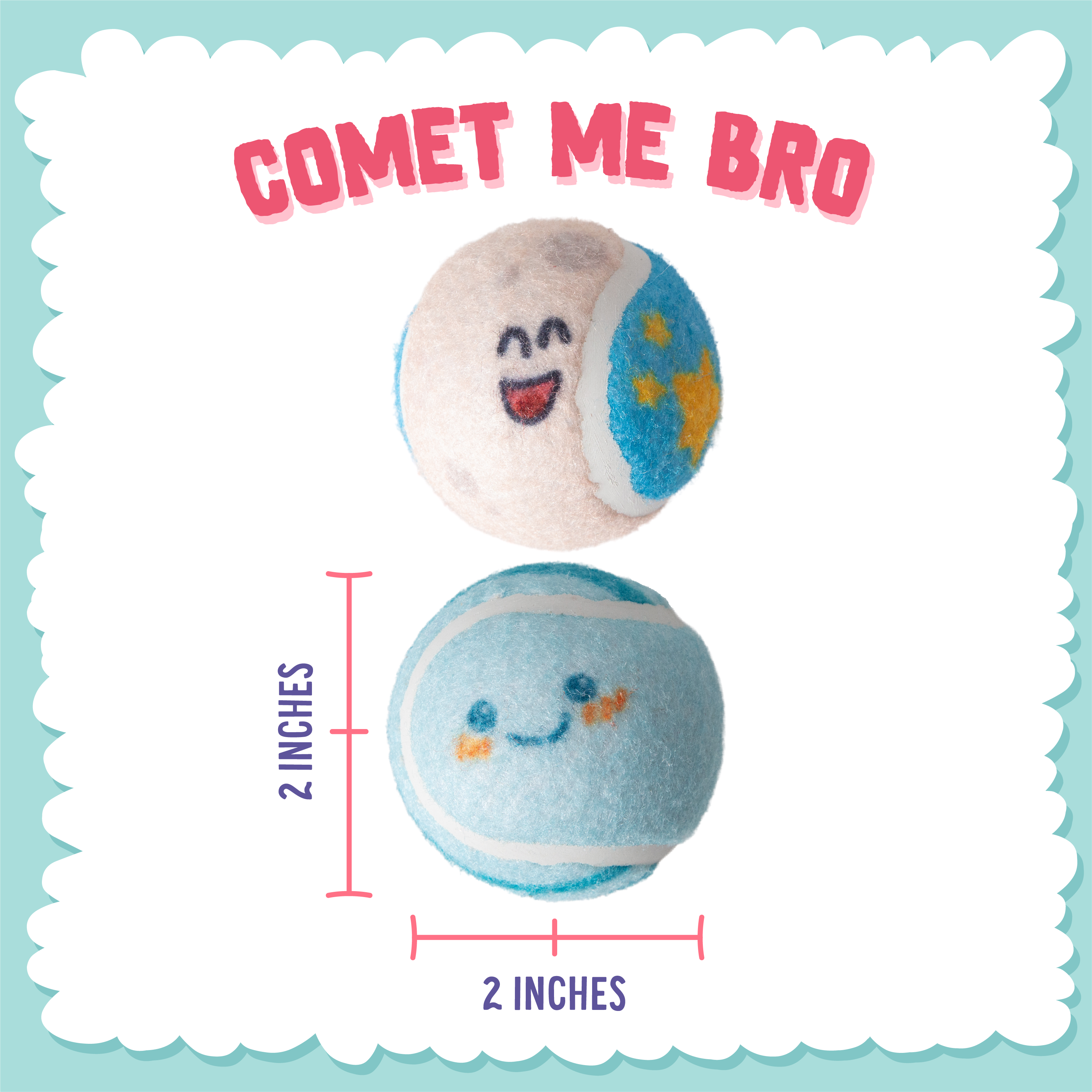 Comet Me, Bro 2pk Squeaky Tennis Balls Dog Toy