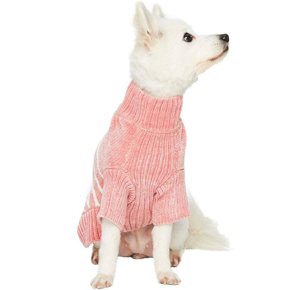 Dog Sweater, Chenille Classy Striped Sweater, Dusty Rose: Dusty Rose / 18"