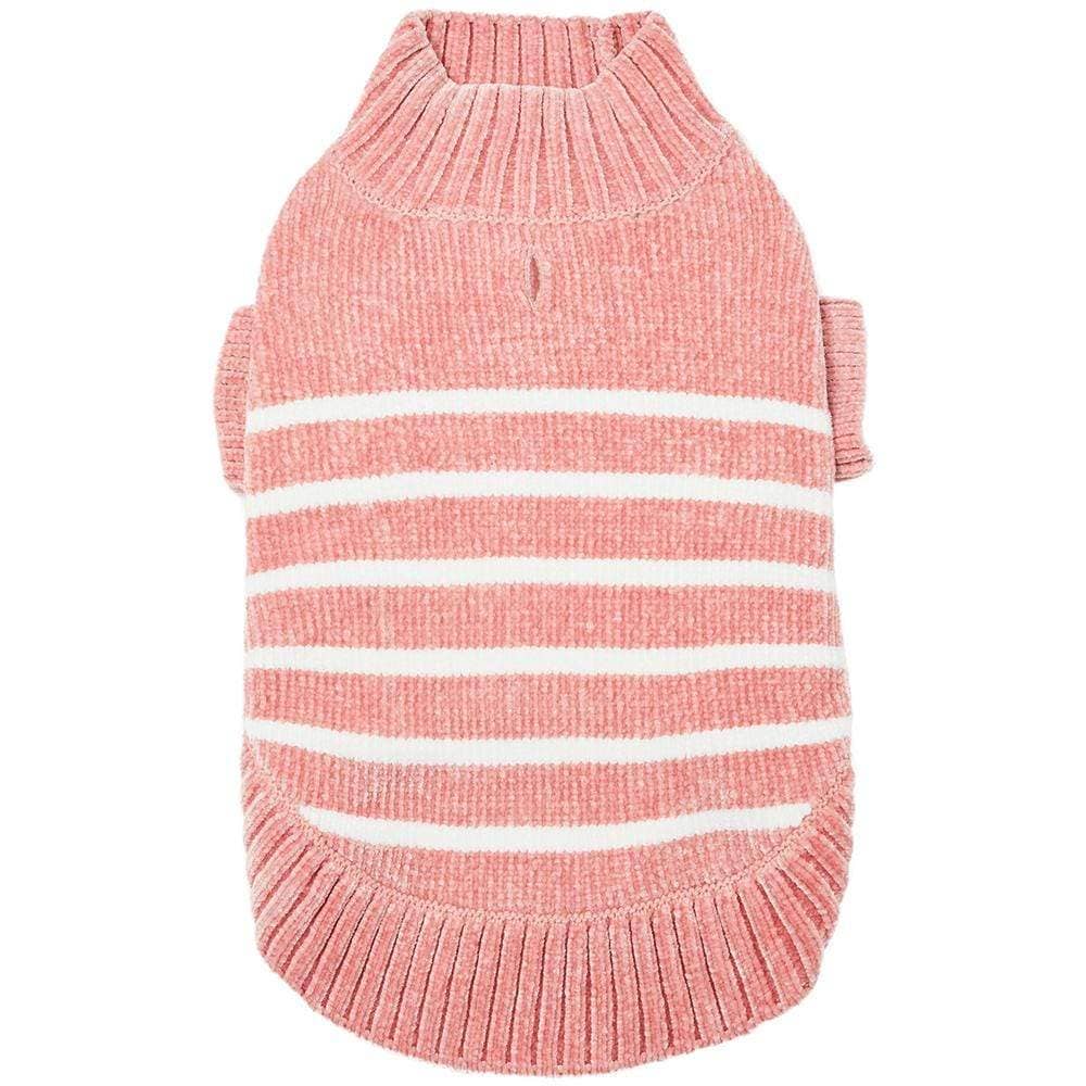 Dog Sweater, Chenille Classy Striped Sweater, Dusty Rose: Dusty Rose / 10"