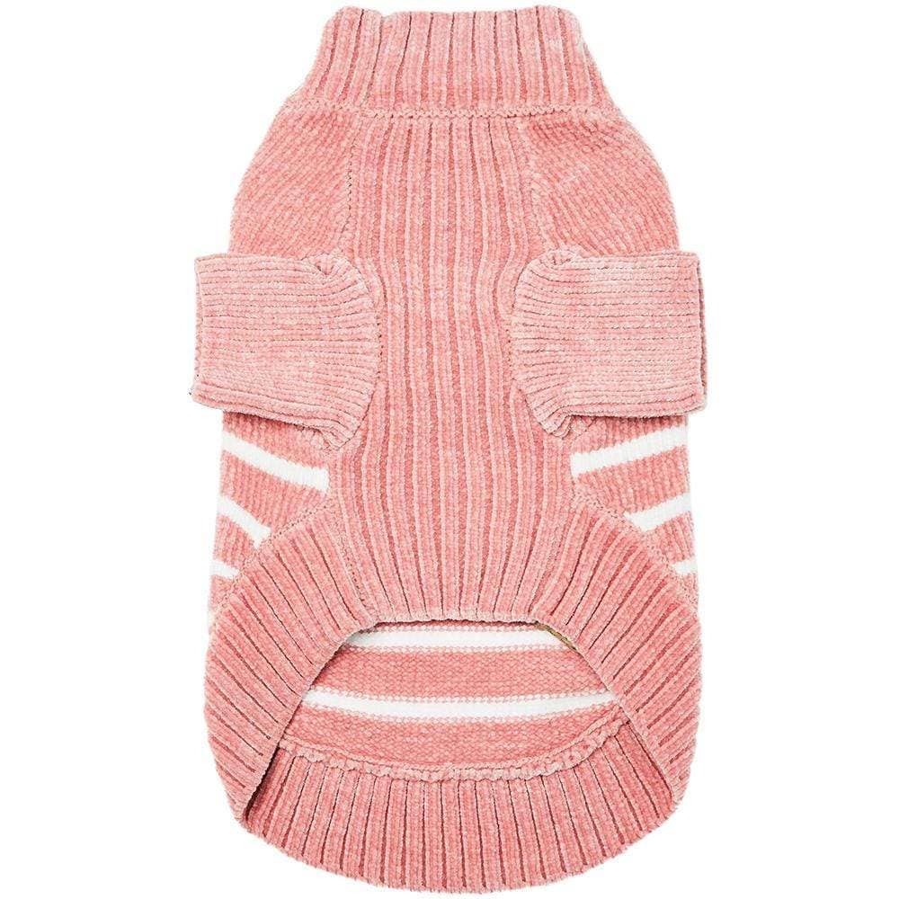 Dog Sweater, Chenille Classy Striped Sweater, Dusty Rose: Dusty Rose / 20"