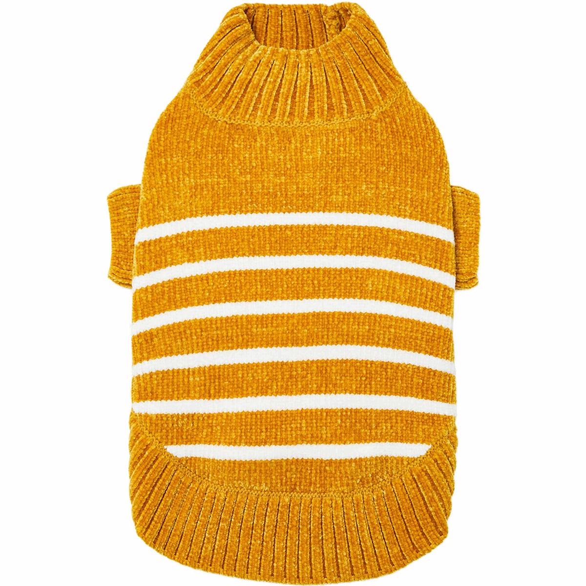 Dog Sweater, Chenille Classy Striped Sweater, Mustard: Mustard / 18"