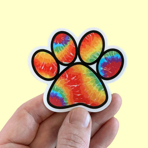 Tie Dye Paw Print Dog or Cat Sticker
