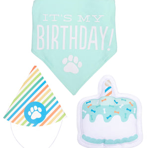 Pet Birthday Pawty Kit - Includes Toy, Hat and Bandana