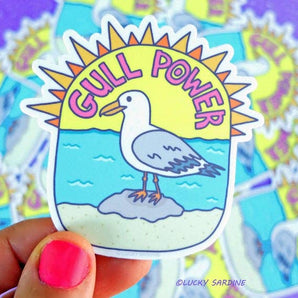 Seagull Gull Power Girl Power Ocean Vinyl Sticker