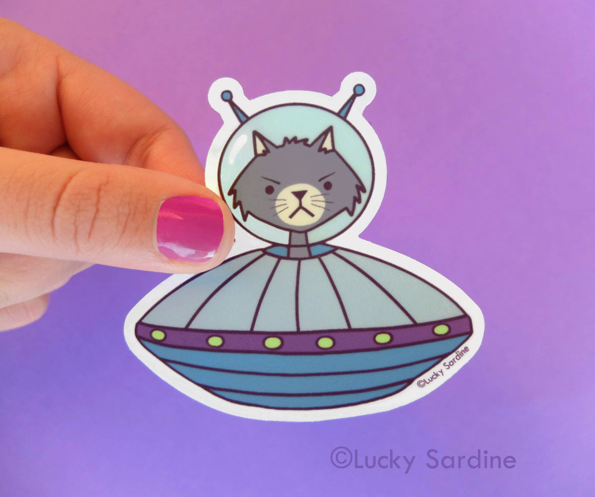 Cat UFO, Cat Alien Vinyl Sticker