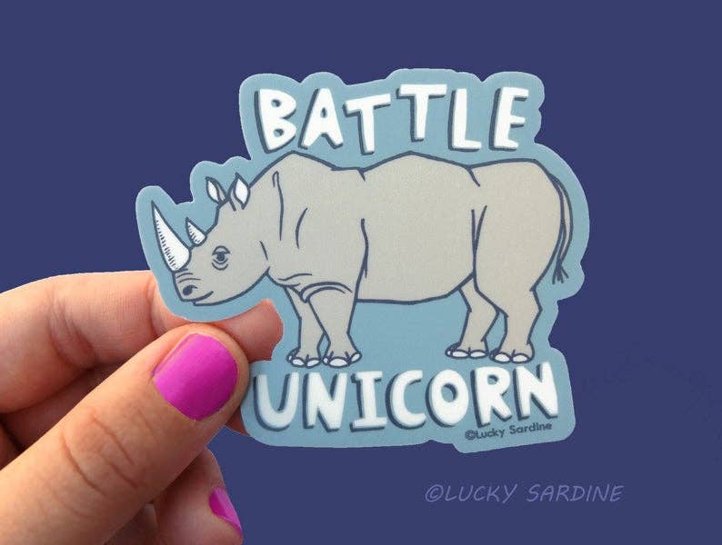 Rhinoceros Rhino Battle Unicorn Vinyl Sticker