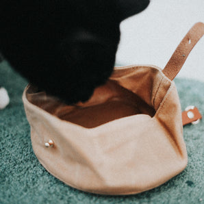 Waxed Canvas & Vegan Leather Travel Bowls