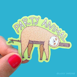 Sloth Party Animal Funny Vinyl Sticker