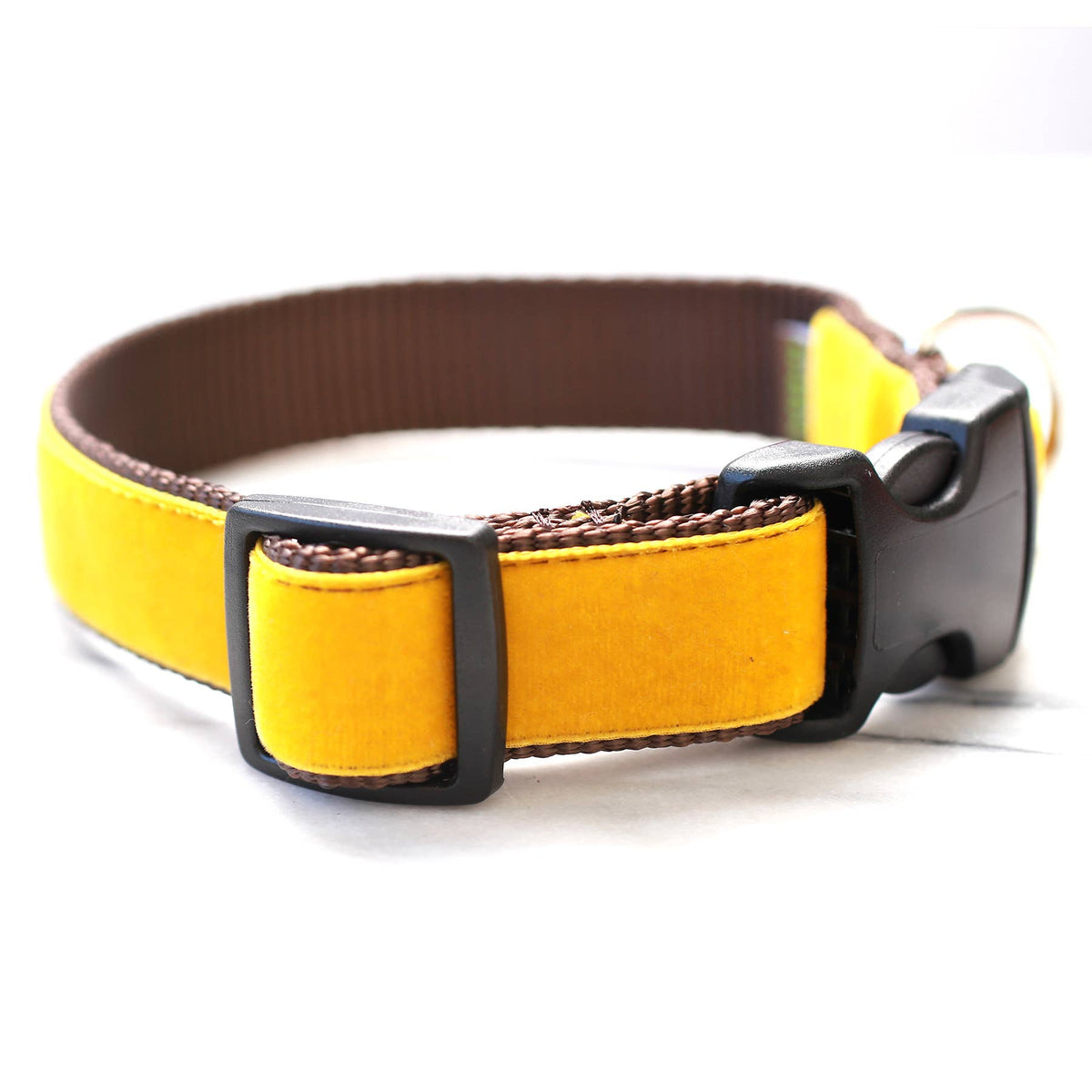 Mustard Yellow Velvet Dog Collar – ‘Belle’