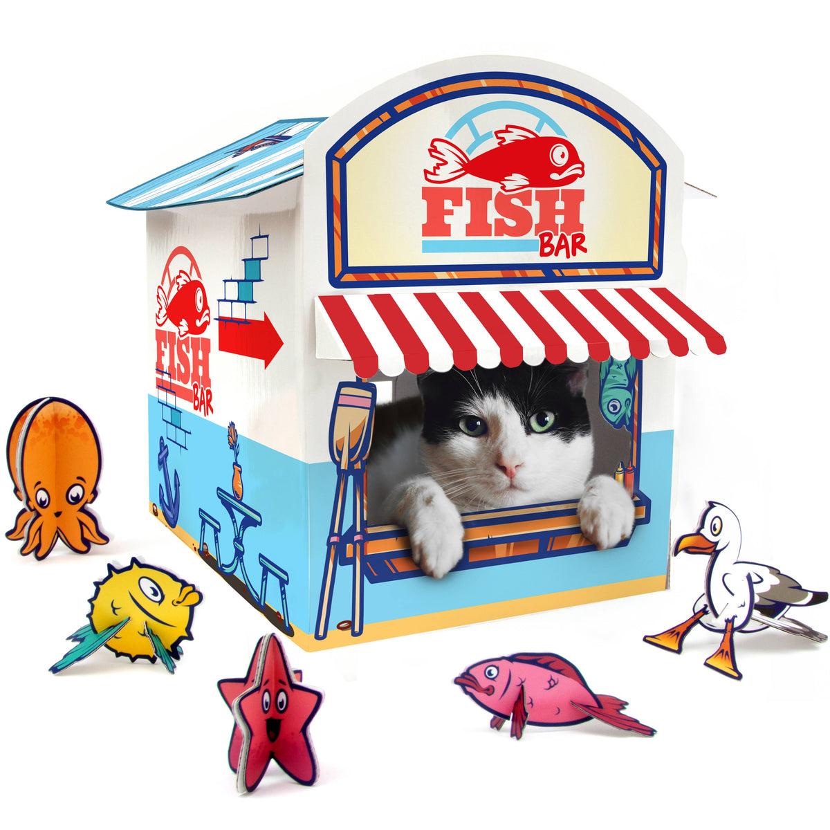 Cat Kiosk Cardboard Play House