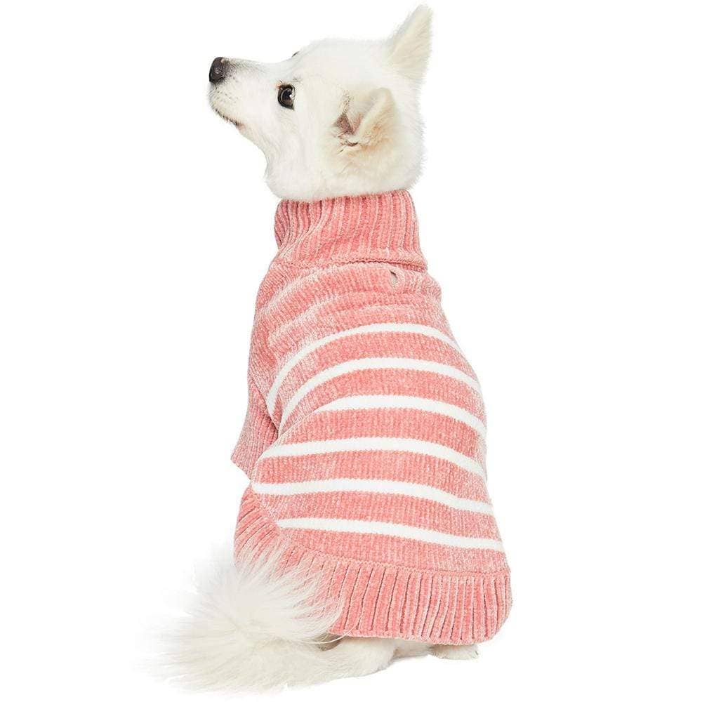 Dog Sweater, Chenille Classy Striped Sweater, Dusty Rose: Dusty Rose / 14"