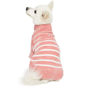 Dog Sweater, Chenille Classy Striped Sweater, Dusty Rose: Dusty Rose / 14"